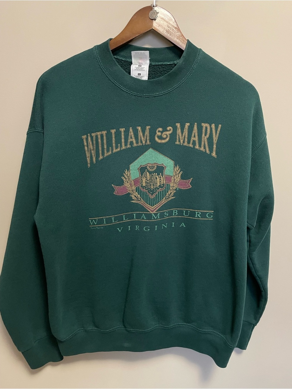 Vintage William & Mary University Green Crewneck Sweatshirt Men Women Large